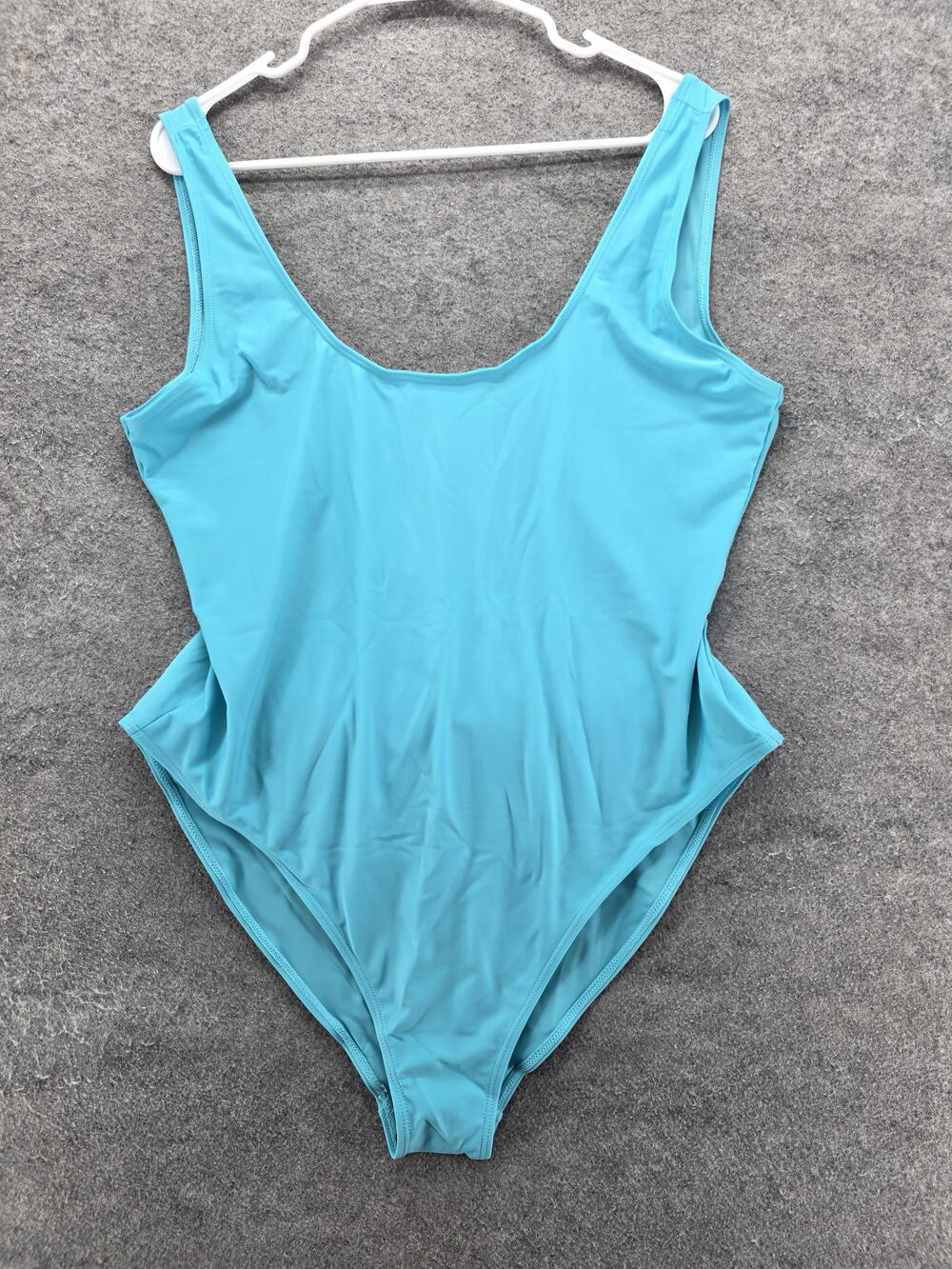 Boohoo Swimsuit Womens 2XL Blue Plus Basic Scoop Neck One Piece Bathing Suit NWT